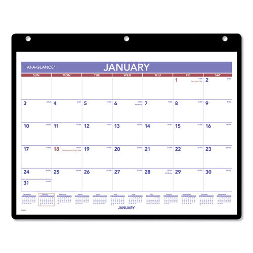 Monthly Desk/Wall Calendar with Plastic Backboard and Bonus Pages, 11 x 8, White/Violet/Red Sheets, 12-Month (Jan-Dec): 2023-(AAGSK800)