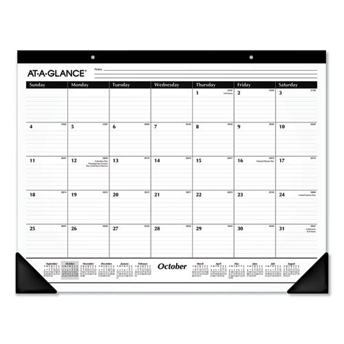 Academic Year Ruled Desk Pad, 21.75 x 17, White Sheets, Black Binding, Black Corners, 16-Month (Sept to Dec): 2022 to 2023-(AAGSK241600)