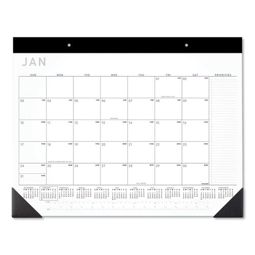 Contemporary Monthly Desk Pad, 22 x 17, White Sheets, Black Binding/Corners,12-Month (Jan to Dec): 2023-(AAGSK24X00)
