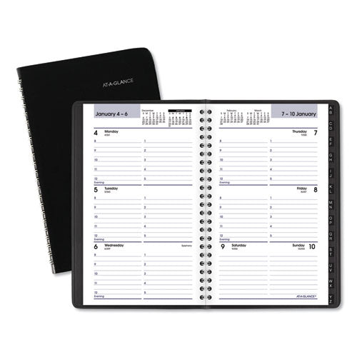 DayMinder Block Format Weekly Appointment Book, Tabbed Telephone/Add Section, 8.5 x 5.5, Black, 12-Month (Jan-Dec): 2023-(AAGG21000)