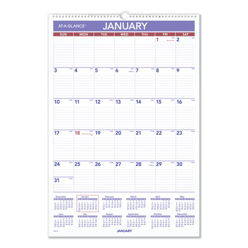 Erasable Wall Calendar, 15.5 x 22.75, White Sheets, 12-Month (Jan to Dec): 2023-(AAGPMLM0328)