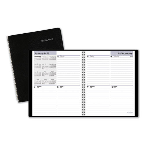 DayMinder Open-Schedule Weekly Appointment Book, 8.75 x 7, Black Cover, 12-Month (Jan to Dec): 2023-(AAGG53500)