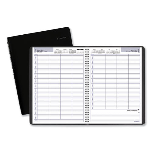 DayMinder Four-Person Group Daily Appointment Book, 11 x 8, Black Cover, 12-Month (Jan to Dec): 2023-(AAGG56000)