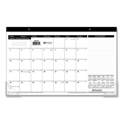 Compact Desk Pad, 18 x 11, White Sheets, Black Binding, Clear Corners, 12-Month (Jan to Dec): 2023-(AAGSK1400)