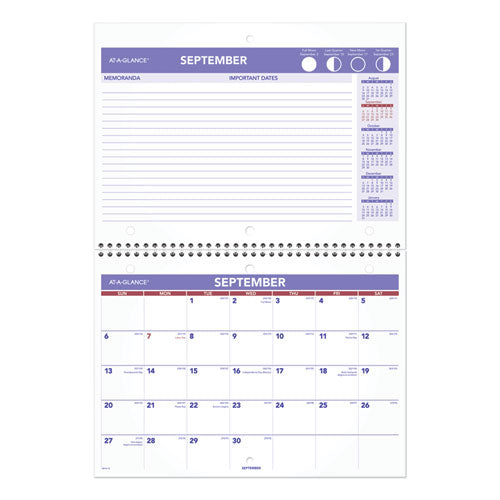 Wirebound Monthly Desk/Wall Calendar, 11 x 8, White Sheets, 16-Month (Sept to Dec): 2022 to 2023-(AAGSK1616)