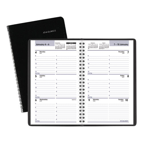 DayMinder Block Format Weekly Appointment Book, 8.5 x 5.5, Black Cover, 12-Month (Jan to Dec): 2023-(AAGG20000)