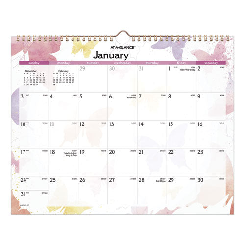 Watercolors Recycled Monthly Wall Calendar, Watercolors Artwork, 15 x 12, White/Multicolor Sheets, 12-Month (Jan-Dec): 2023-(AAGPM91707)