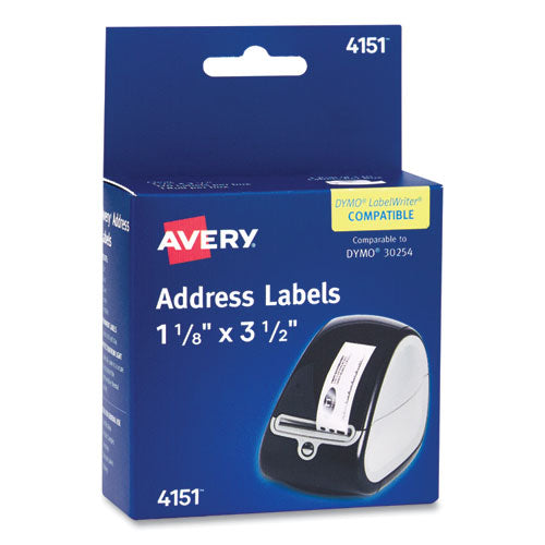 Thermal Printer Labels, Thermal Printers, 1.13 x 3.5, Clear, 120/Roll, 1 Roll/Pack-(AVE04151)