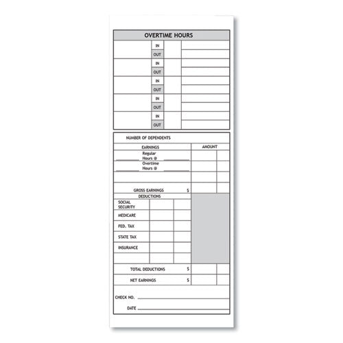 Time Clock Cards for Pyramid Technologies 1000/2000, Two Sides, 3.5 x 9, 100/Pack-(PTI33111)