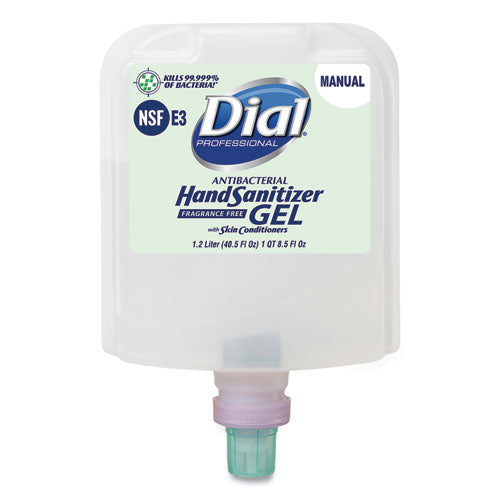 Antibacterial Gel Hand Sanitizer Refill for Dial 1700 Dispenser, 1.2 L Refill, Fragrance-Free, 3/Carton-(DIA19708)