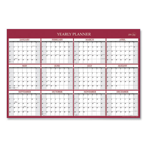 Classic Red Laminated Erasable Wall Calendar, Classic Red Artwork, 36 x 24, White/Red/Gray Sheets, 12-Month (Jan-Dec): 2023-(BLS116054)