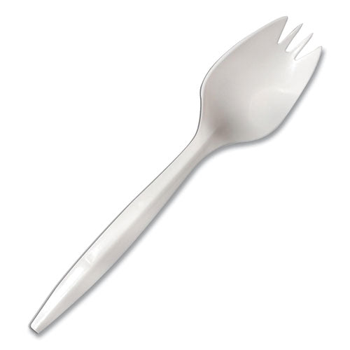 Mediumweight Polypropylene Cutlery, Spork, White, 1,000/Carton-(BSQ1015000)
