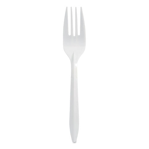 Mediumweight Polypropylene Cutlery, Fork, White, 1,000/Carton-(BSQ1012000)