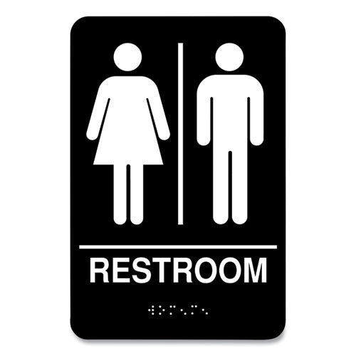 Indoor Restroom Door Sign, Unixex 5.5 x 8.5, Black/White-(CSC098096)