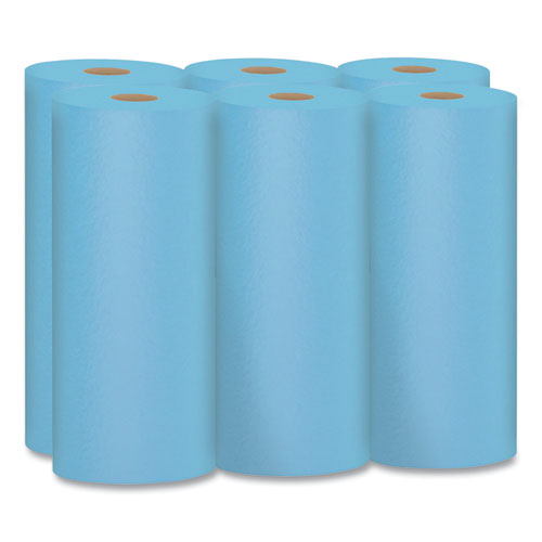 Shop Towels, 1-Ply, 10.4 x 11, Blue, 55/Roll, 6 Rolls/Pack-(KIM75180)