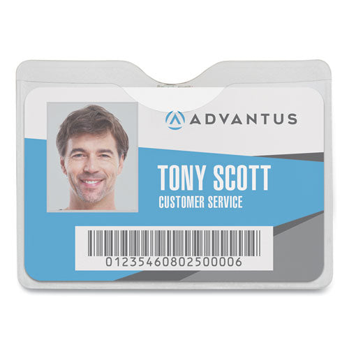 Security ID Badge Holders with Clip, Horizontal, Clear 3.5" x 3" Holder, 3.5" x 3" Insert, 50/Box-(AVT75412)