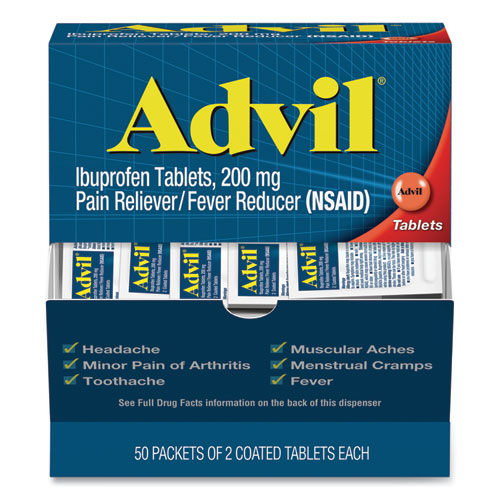 Ibuprofen Tablets, Two-Pack, 50 Packs/Box-(PFYBXAVL50BX)