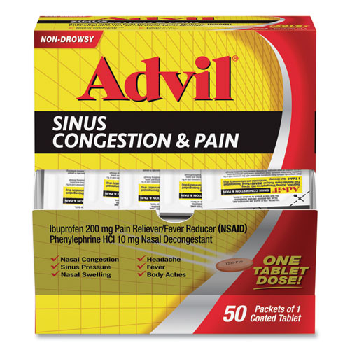 Sinus Congestion and Pain Relief, 50/Box-(PFYBXAVSCP50BX)