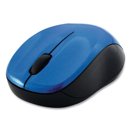 Silent Wireless Blue LED Mouse, 2.4 GHz Frequency/32.8 ft Wireless Range, Left/Right Hand Use, Blue-(VER99770)