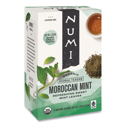 Organic Teas and Teasans, 1.4 oz, Moroccan Mint, 18/Box-(NUM10104)