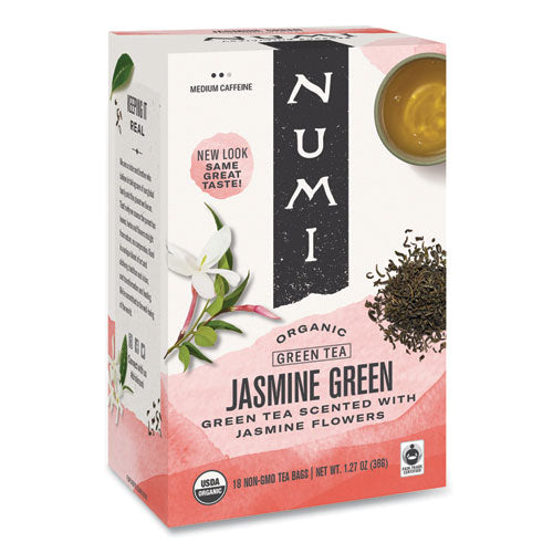 Organic Teas and Teasans, 1.27 oz, Jasmine Green, 18/Box-(NUM10108)