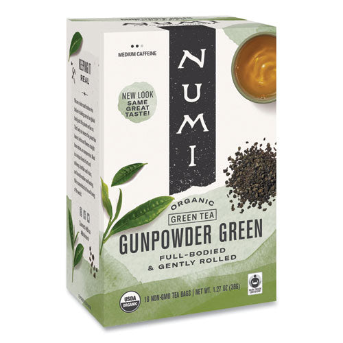 Organic Teas and Teasans, 1.27 oz, Gunpowder Green, 18/Box-(NUM10109)