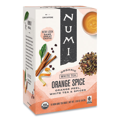 Organic Teas and Teasans, 1.58 oz, White Orange Spice, 16/Box-(NUM10240)