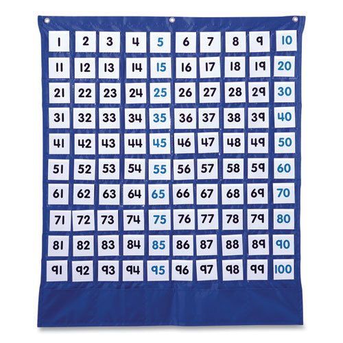 Hundreds Pocket Chart, 105 Pockets, 26 x 30, Blue-(CDP158157)