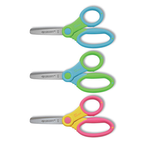 Ultra Soft Handle Scissors w/Antimicrobial Protection, Rounded Tip, 5" Long, 2" Cut Length, Randomly Assorted Straight Handle-(ACM14596)