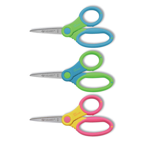 Ultra Soft Handle Scissors w/Antimicrobial Protection, Pointed Tip, 5" Long, 2" Cut Length, Randomly Assorted Straight Handle-(ACM14597)