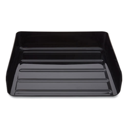 Side-Load Stackable Plastic Document Tray, 1 Section, Letter-Size, 12.63 x 9.72 x 3.01, Black, 2/Pack-(TUD24380803)