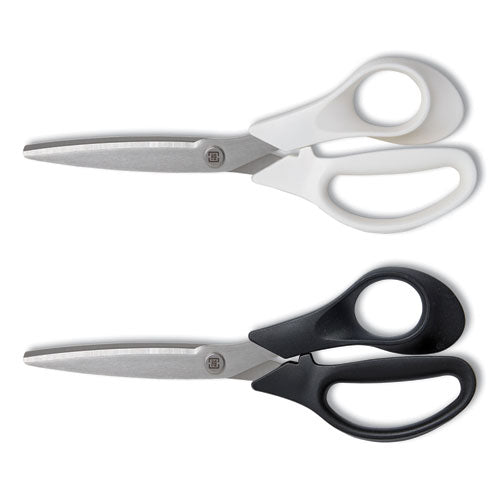 Stainless Steel Scissors, 8" Long, 3.58" Cut Length, Assorted Straight Handles, 2/Pack-(TUD24380494)