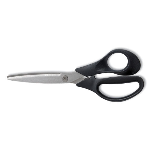 Stainless Steel Scissors, 7" Long, 2.64" Cut Length, Black Straight Handle-(TUD24380495)