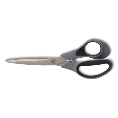 Non-Stick Titanium-Coated Scissors, 8" Long, 3.86" Cut Length, Gun-Metal Gray Blades, Gray/Black Straight Handle-(TUD24380509)