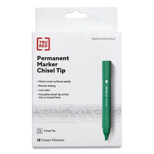 Permanent Marker, Tank-Style, Medium Chisel Tip, Green, Dozen-(TUD24376636)