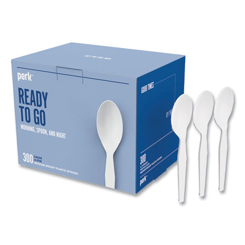 Mediumweight Plastic Cutlery, Teaspoon, White, 300/Pack-(PRK24391001)