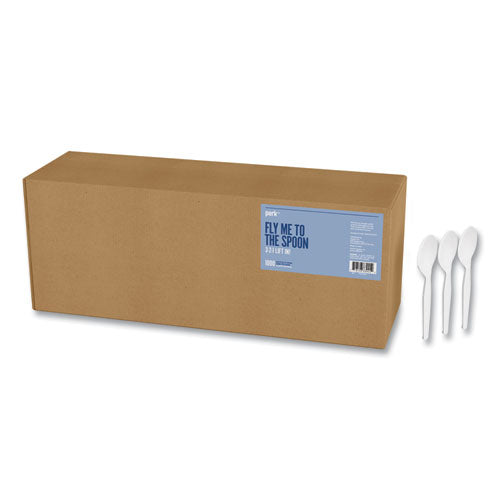 Mediumweight Plastic Cutlery, Teaspoon, White, 1,000/Pack-(PRK24390992)