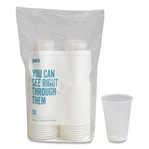 Plastic Cold Cups, 12 oz, Clear, 50/Pack-(PRK24393964)