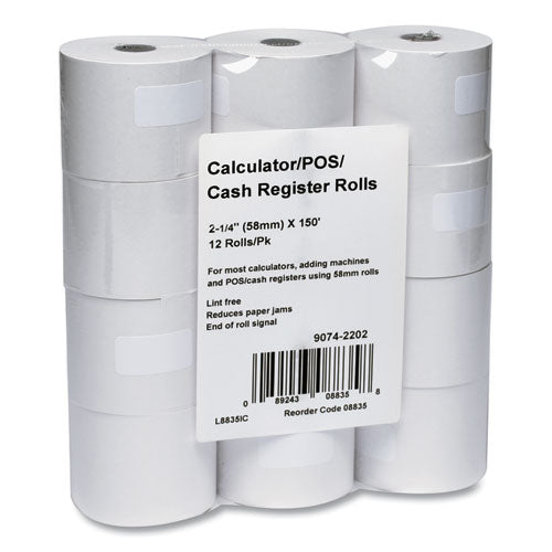 Impact Bond Paper Rolls, 2.25" x 150 ft, White, 12/Pack-(ICX90742202)