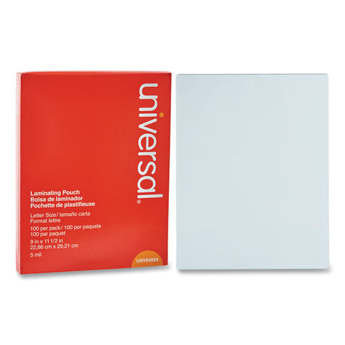 Laminating Pouches, 5 mil, 9" x 11.5", Gloss Clear, 100/Pack-(UNV84624)