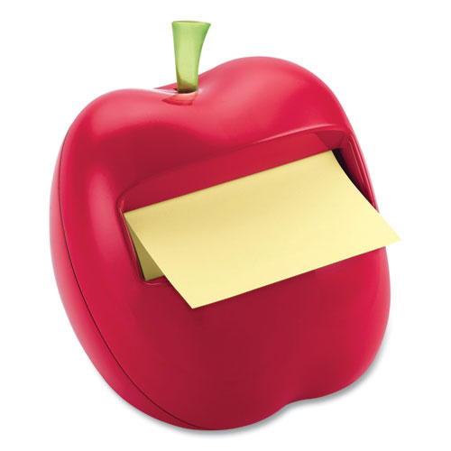 Apple-Shaped Dispenser, For 3 x 3 Pads, Red, Includes 50-Sheet Canary Yellow Pop-Up Pad-(MMMAPL330)