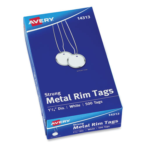 Heavyweight Stock Metal Rim Tags, 1.25" dia, White, 500/Box-(AVE14313)