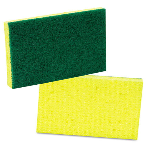 Medium-Duty Scrubbing Sponge, 3.6 x 6.1, 0.7" Thick, Yellow/Green, 20/Carton-(MMM74)