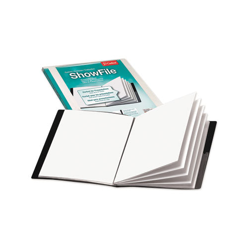 ShowFile Display Book with Custom Cover Pocket, 12 Letter-Size Sleeves, Black-(CRD50132)