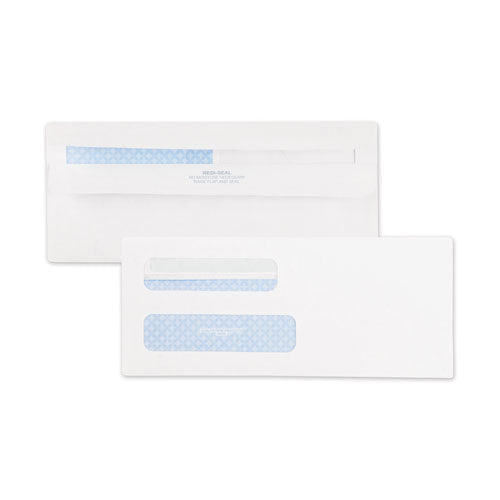 Double Window Redi-Seal Security-Tinted Envelope, #8 5/8, Commercial Flap, Redi-Seal Closure, 3.63 x 8.63, White, 500/Box-(QUA24539)