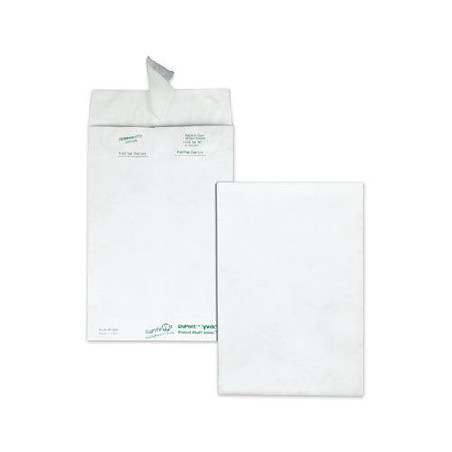 Lightweight 14 lb Tyvek Catalog Mailers, #6 1/2, Square Flap, Redi-Strip Adhesive Closure, 6 x 9, White, 100/Box-(QUAR1320)