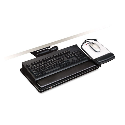 Easy Adjust Keyboard Tray, Highly Adjustable Platform, 23" Track, Black-(MMMAKT150LE)