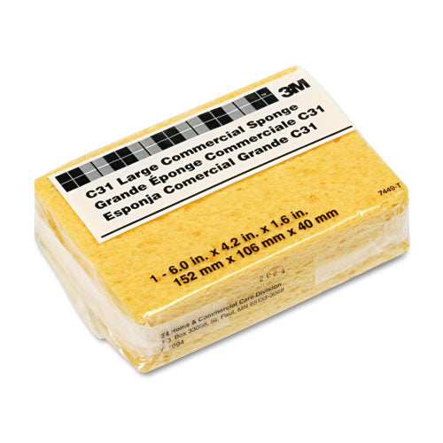 Commercial Cellulose Sponge, Yellow, 4.25 x 6, 1.6" Thick, Yellow-(MMMC31)