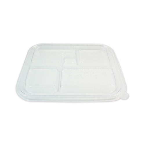 PLA Lids for Fiber Bento Box Containers, Five Compartments, 12.1 x 9.8 x 0.8, Clear, Plastic, 300/Carton-(WORTRLCSBB)