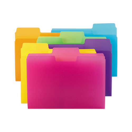 SuperTab Top Tab File Folders, 1/3-Cut Tabs: Assorted, Letter Size, 0.75" Expansion, Polypropylene, 18/Pack-(SMD10515)